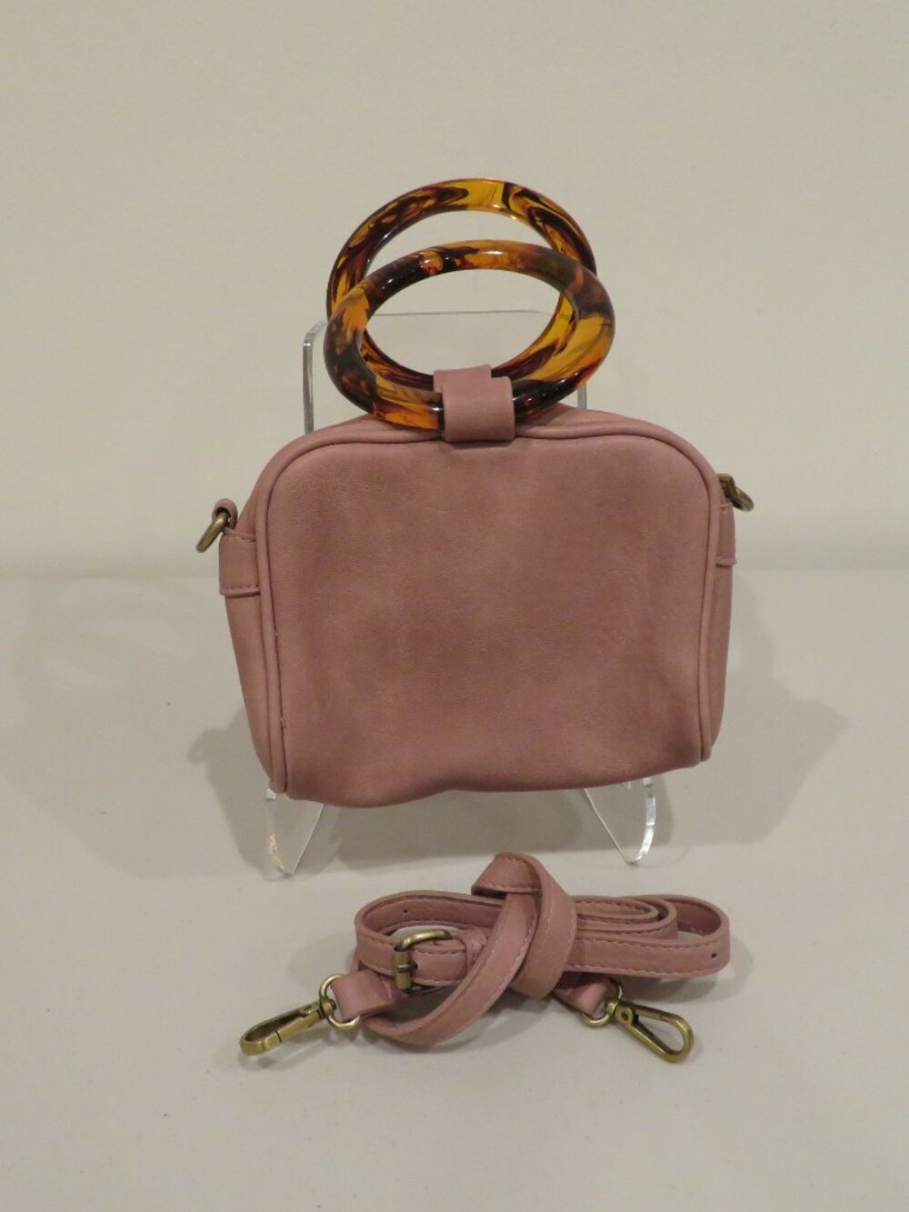 Anthropologie Mauve Faux Leather Mini Handbag Crossbody